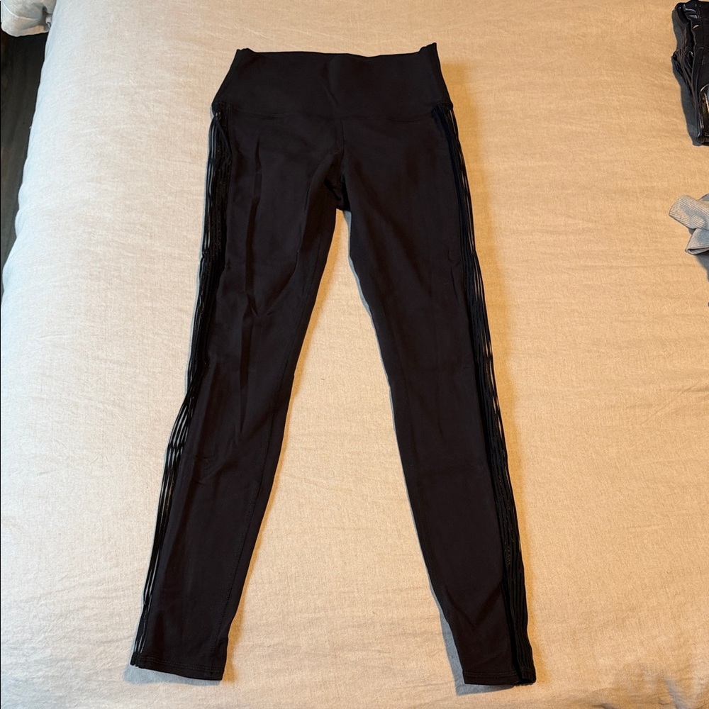 ALO Yoga Black Leggings with Side Stripes